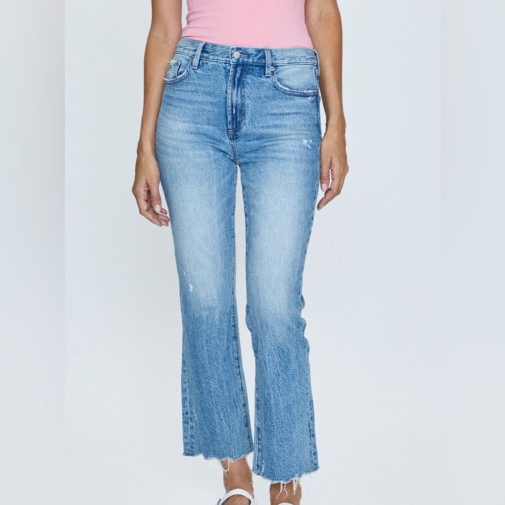 Pistols Ally Raw Step Hem High Waist Crop Bootcut Jeans, size 26